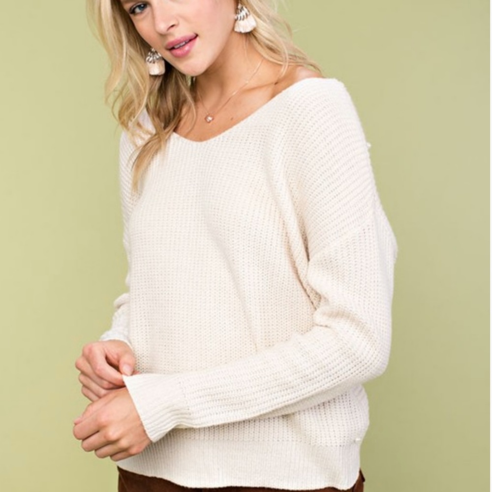 Cream Pearl Twist Sweater - Picture 2 of 4